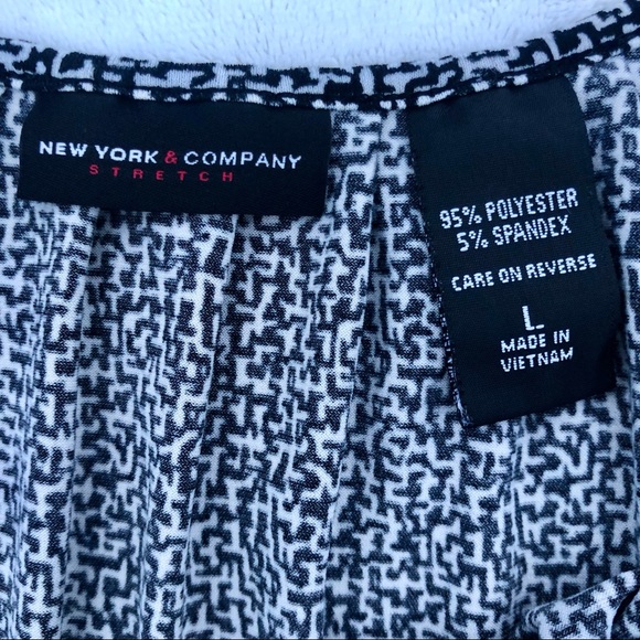 NY & CO Top Blouse black & white business casual comfy size Large Stretch - Picture 5 of 7